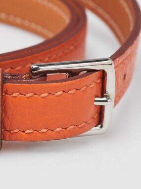 Hermes Orange/Gold Swift Leather Mini Etriviere 4 Tours Leather Wrap Bracelet